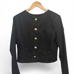 English Factory Black Jean Jacket with Gold Buttons